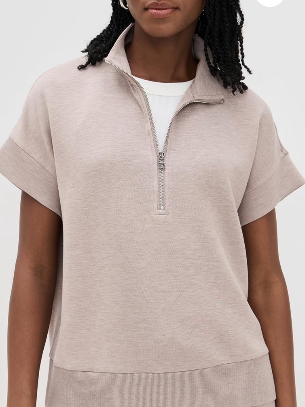 Varley Ritchie Short Sleeve Sweatshirt in Taupe Marl